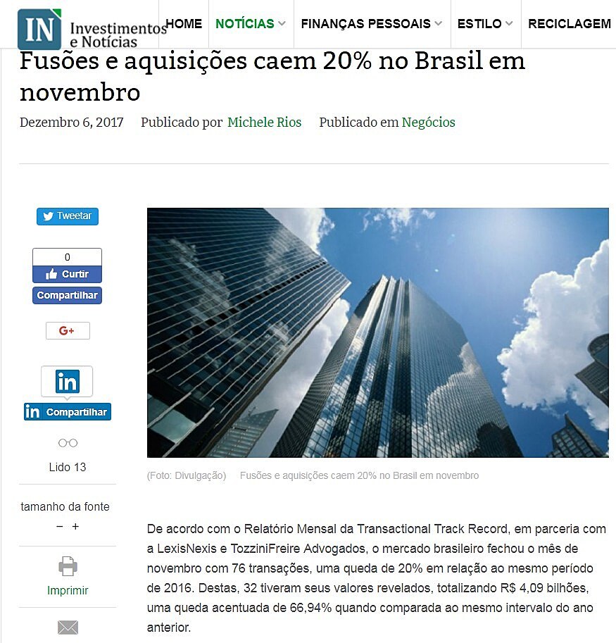 Fuses e aquisies caem 20% no Brasil em novembro